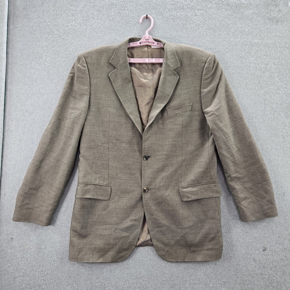 Hugo Boss Men Blazer 46R Brown Polyester Wool Geometric The Jam‎ Sharp Business